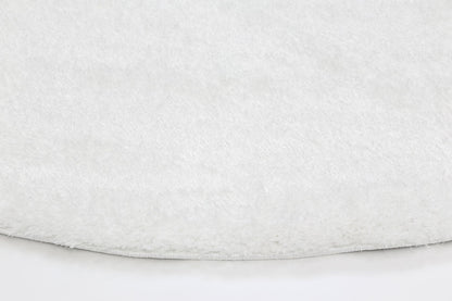 Puffy Soft Shag Round Rug White