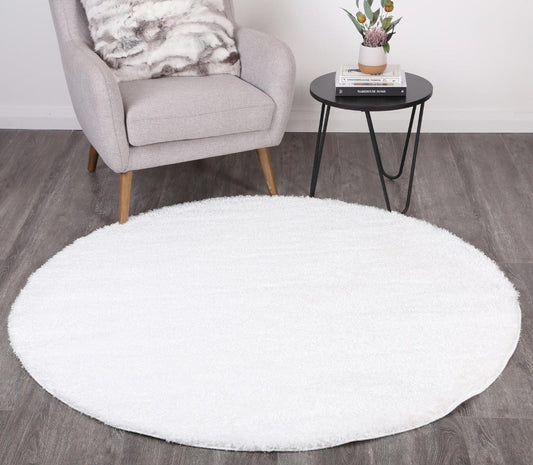 Perth Soft Shag Round Rug White - /products/perth-soft-shag-round-rug-white