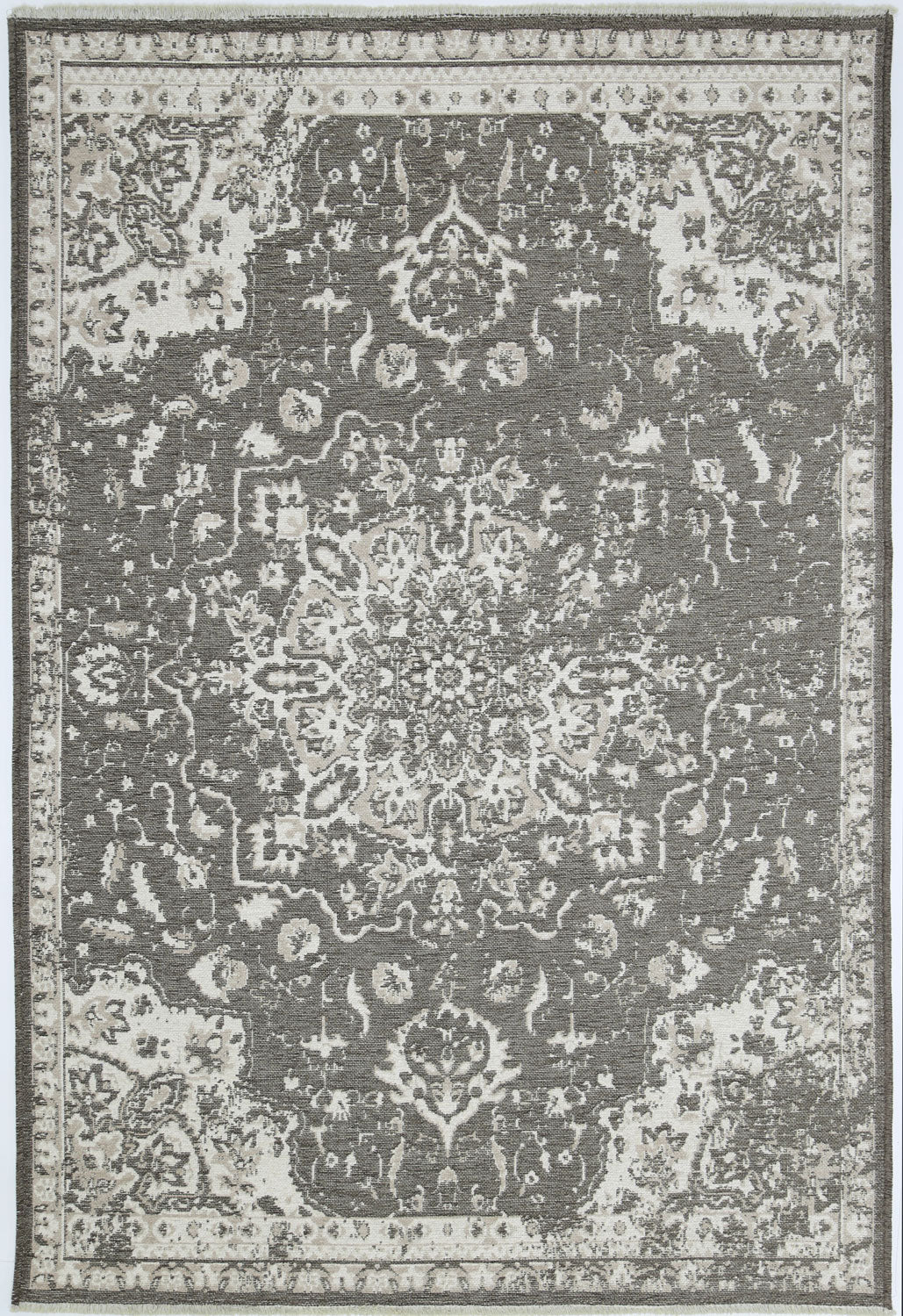 Rustic Medallion Ash Transitional Rug