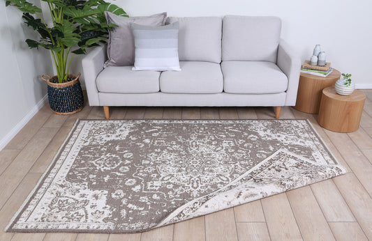 Rustic Medallion Ash Transitional Rug - /products/rust6120beig