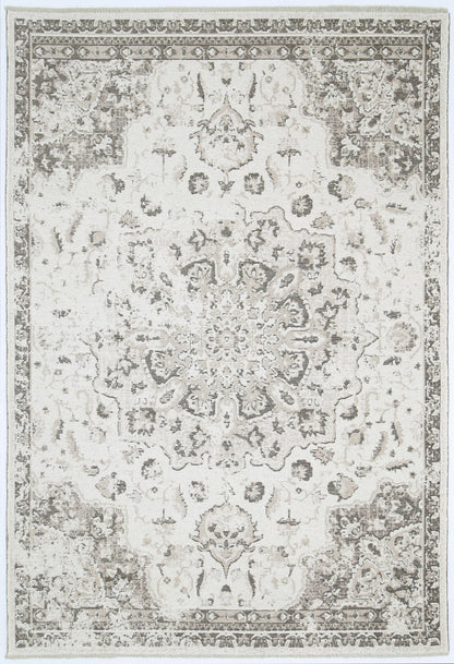 Rustic Medallion Ash Transitional Rug