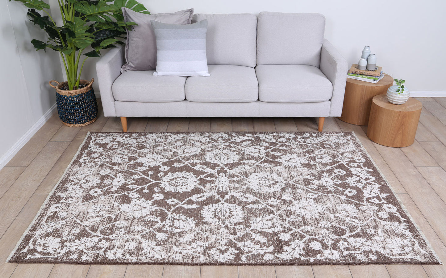 Rustic Vineyard Beige Contemporary Rug