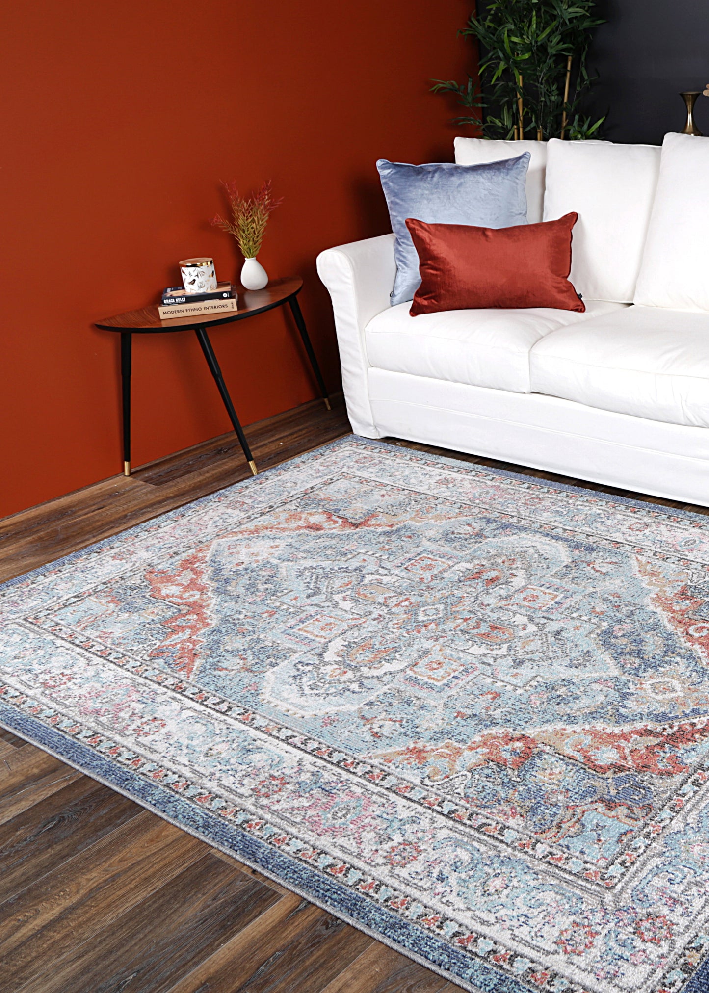 Salsa Maykel Blue & Terracotta Transitional Rug