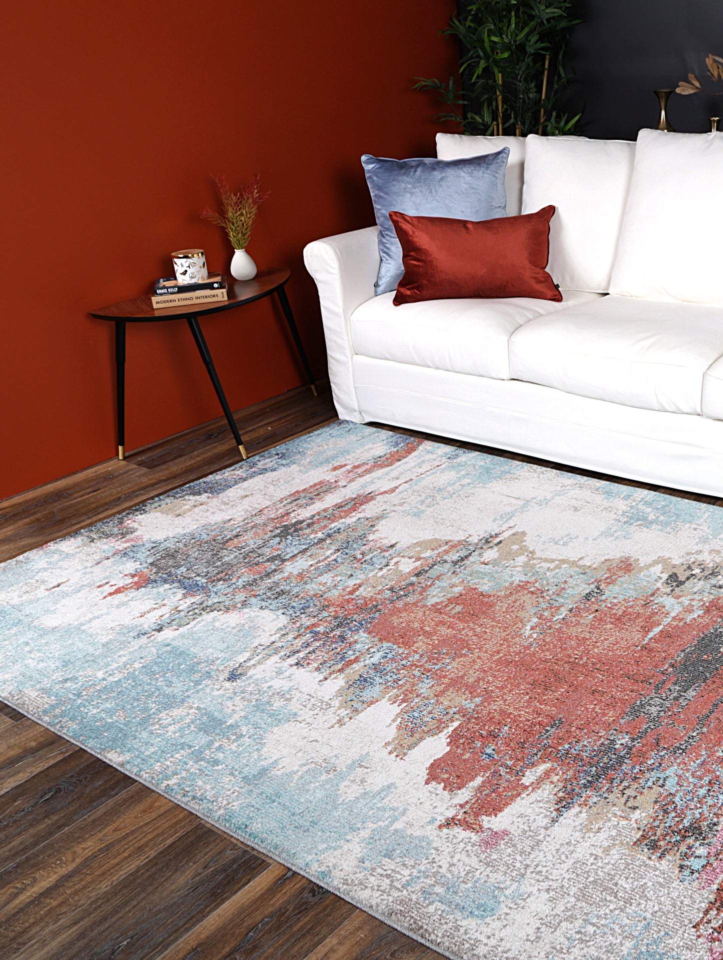 Salsa Jorge Blue & Terracotta Abstract Rug