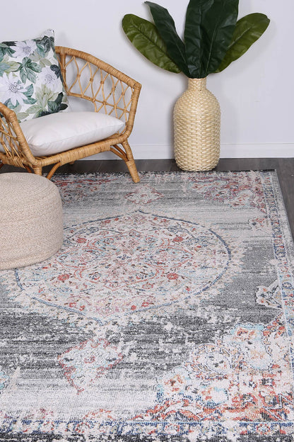 Salsa Hollow Medalion Transitional Grey Rug