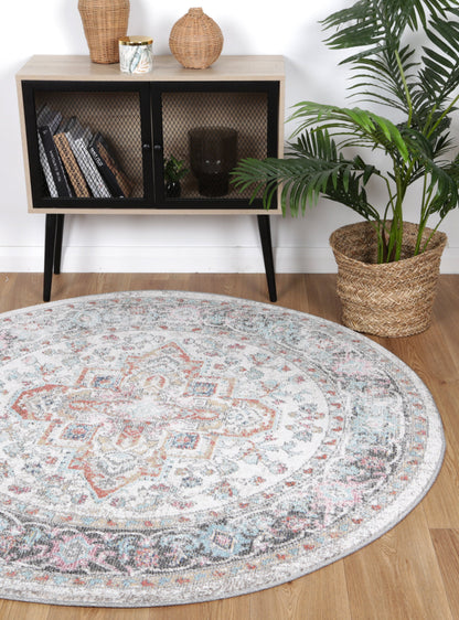 Salsa Yanet Ivory & Multi Round Rug