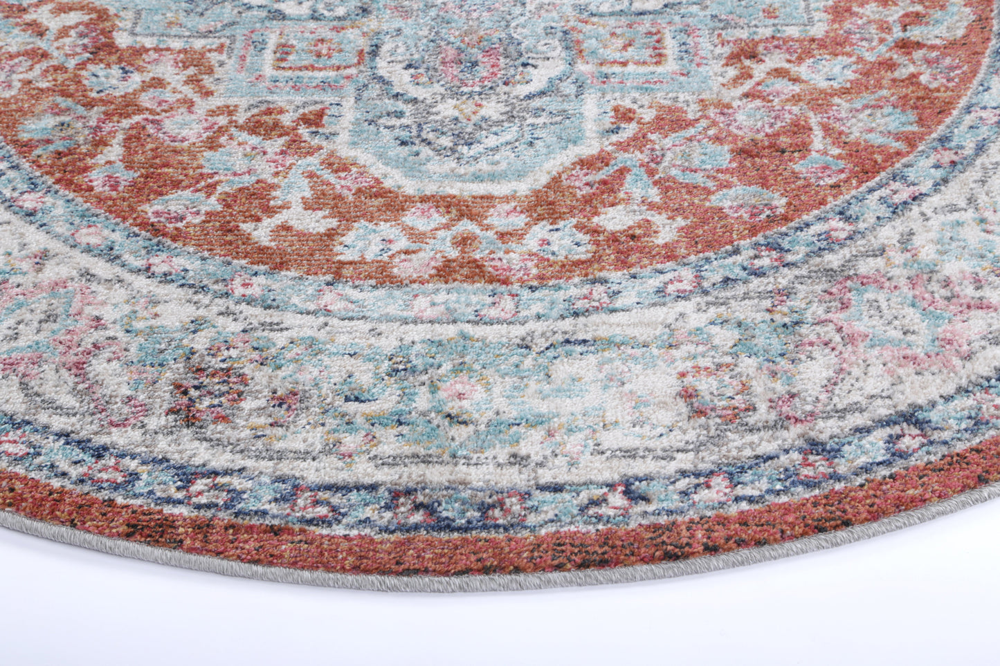 Salsa Seo Terracotta & Ivory Transitional Round Rug