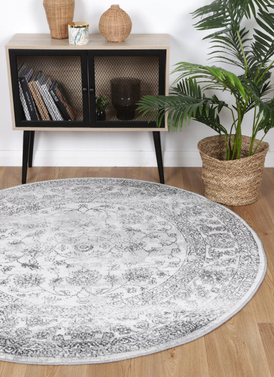 Salsa Serena Grey & Ivory Round Rug - /products/salsa-serena-grey-ivory-round-rug