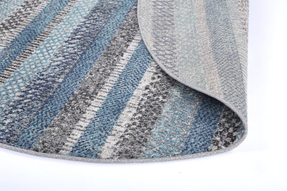 Salsa Luis Blue & Grey Tribal Round Rug