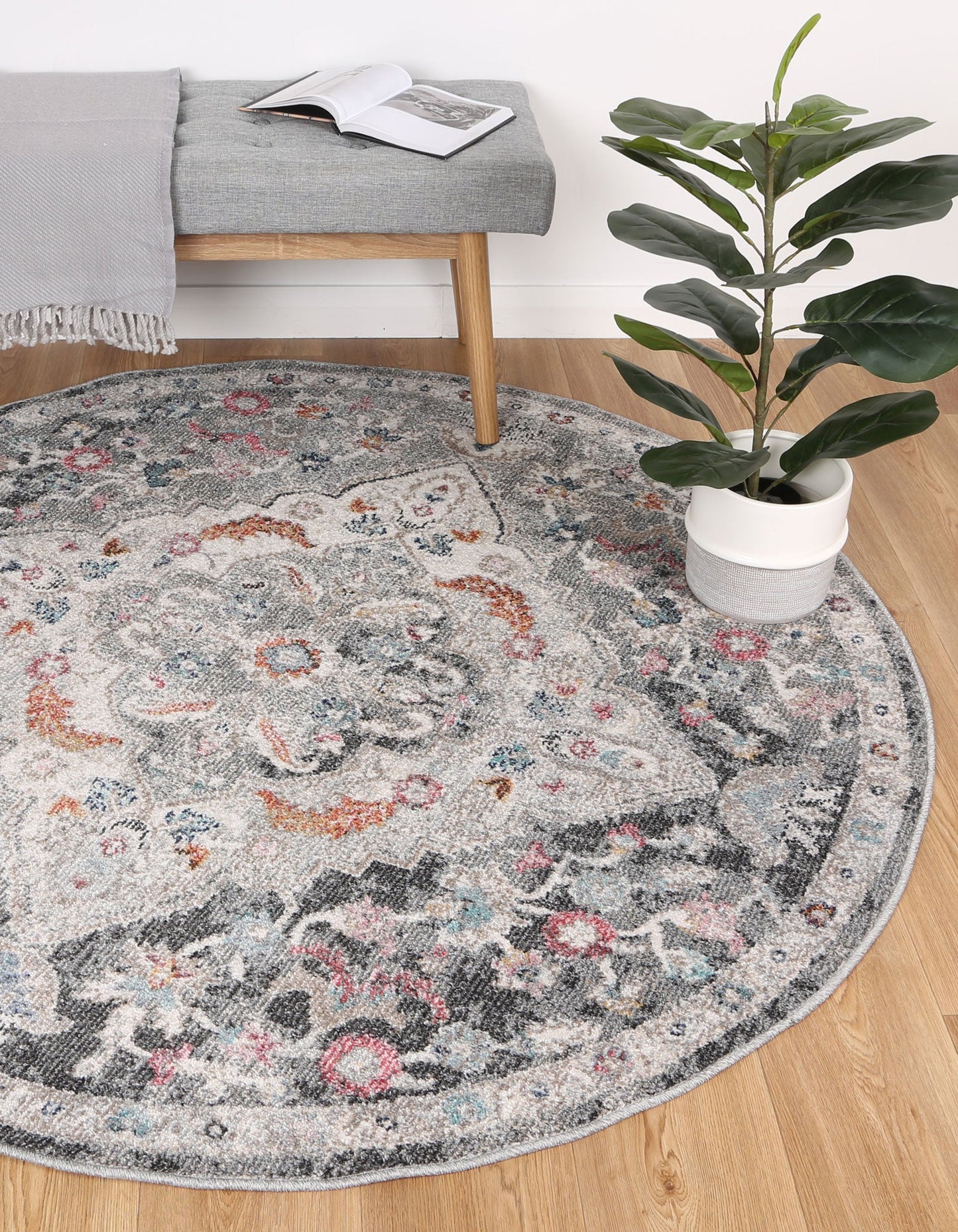 Salsa Alexander Transitional Grey Round Rug