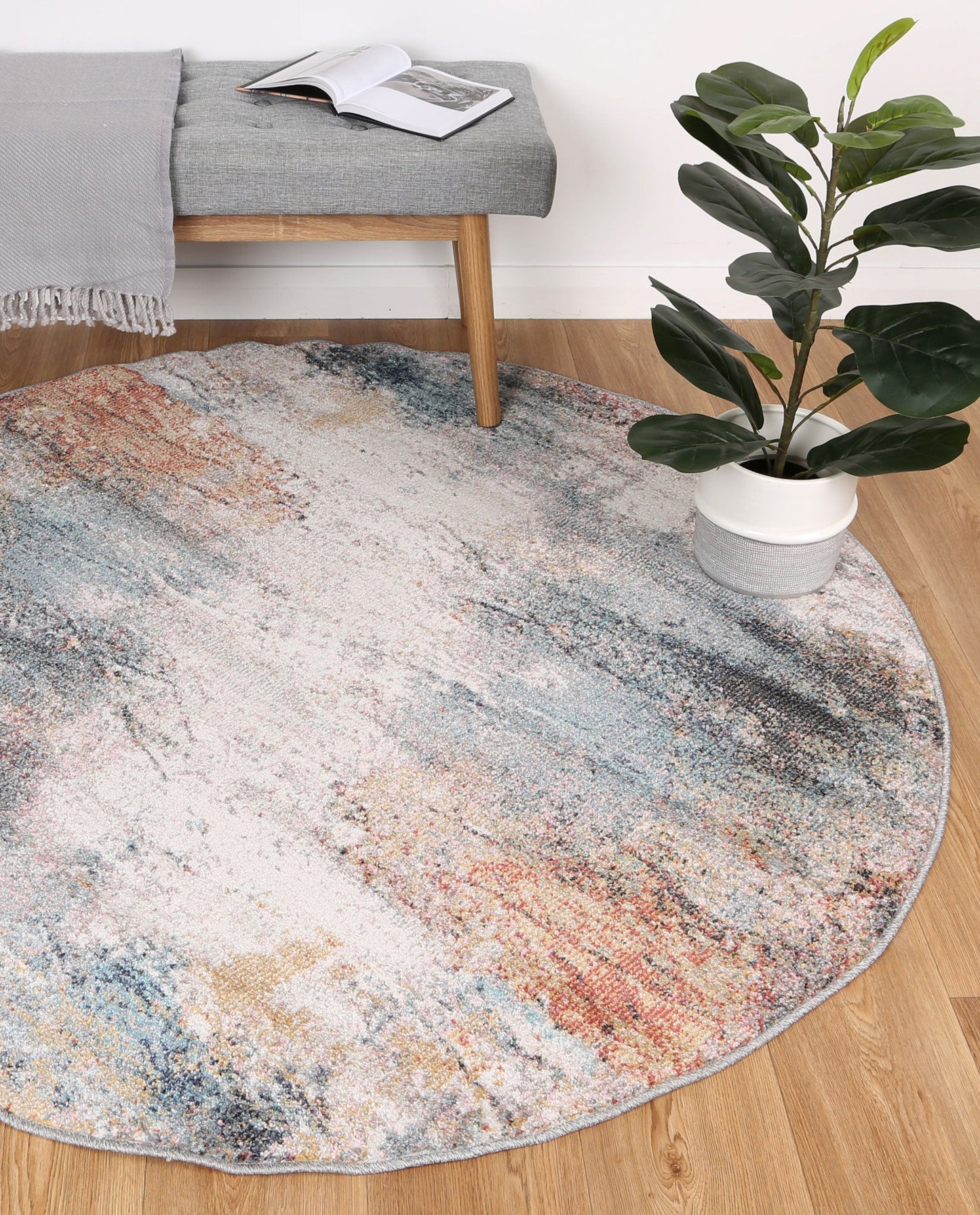 Salsa Aveza Abstract Soft Multi Round Rug