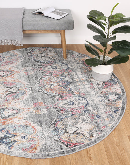 Salsa Lyndurst Transitional Muted Multi Round Rug - /products/salsa-transitional-muted-multi-round-rug