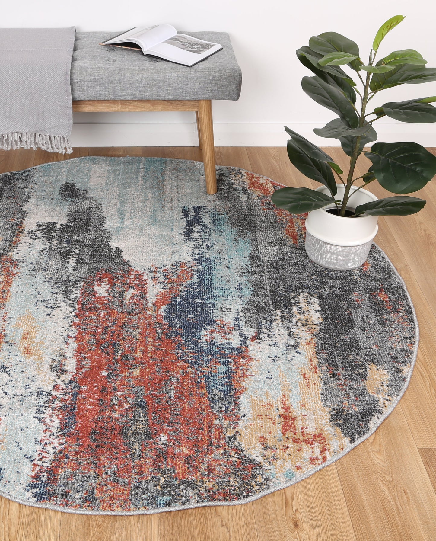 Salsa Aveza Abstract Multi Round Rug