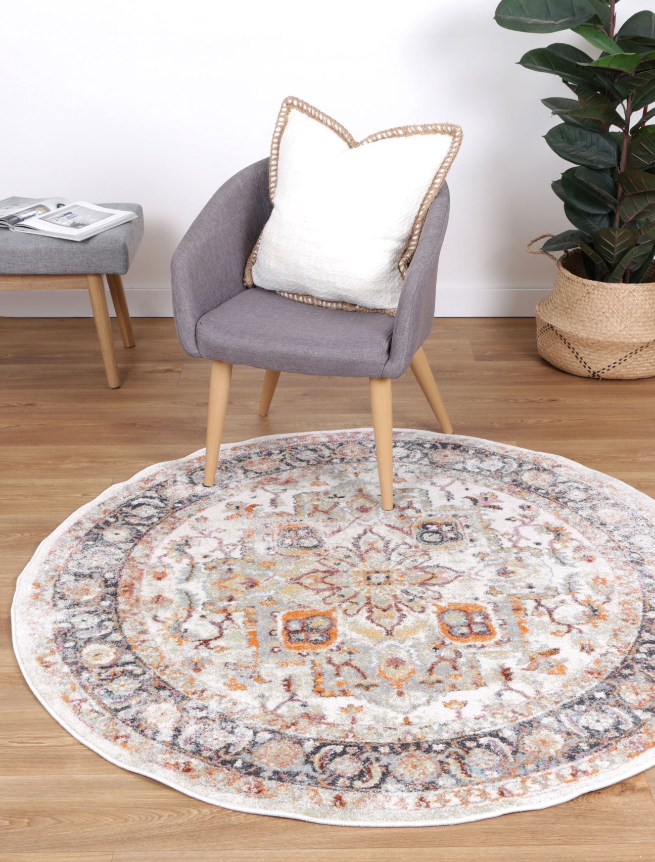 Santa Fe Morelia Vintage Cream Round Rug