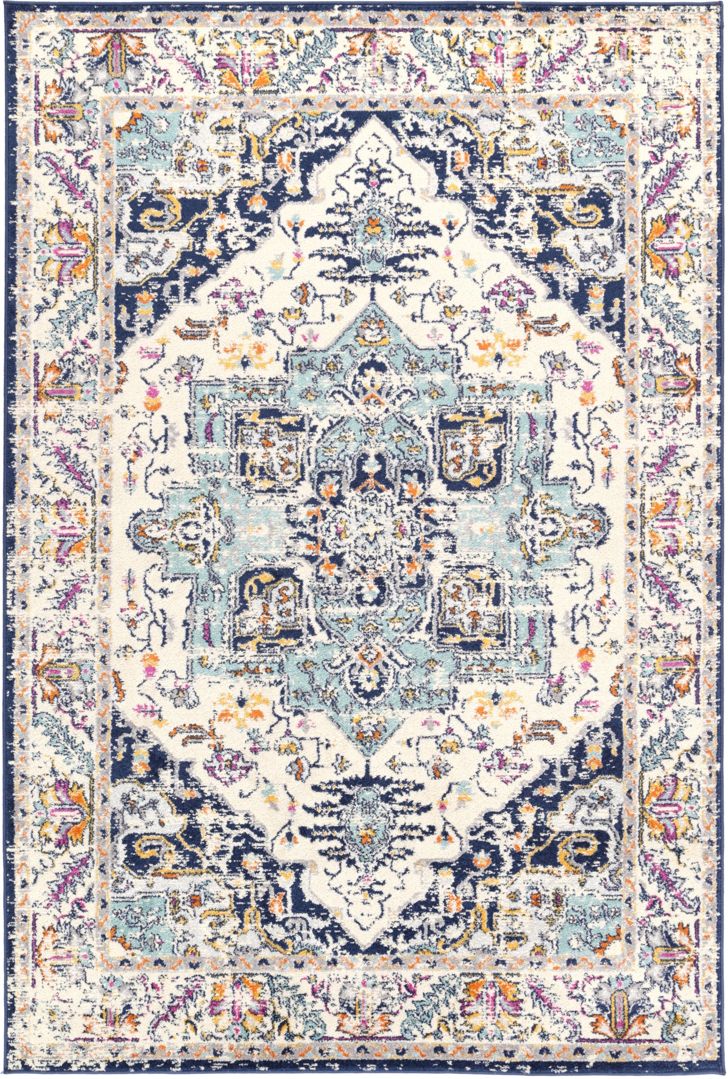 Silia Patti Navy Traditional Rug
