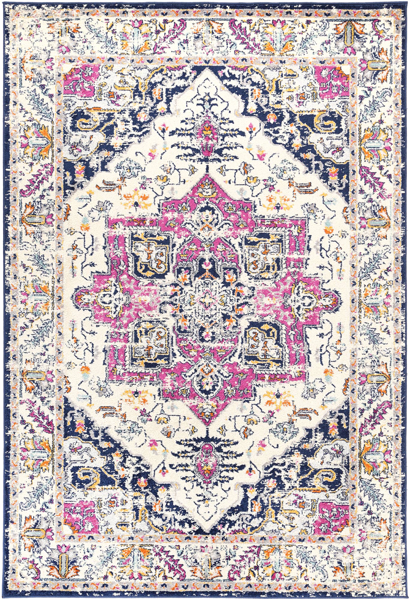 Sicily Nicosia Navy & Pink Transitional Rug