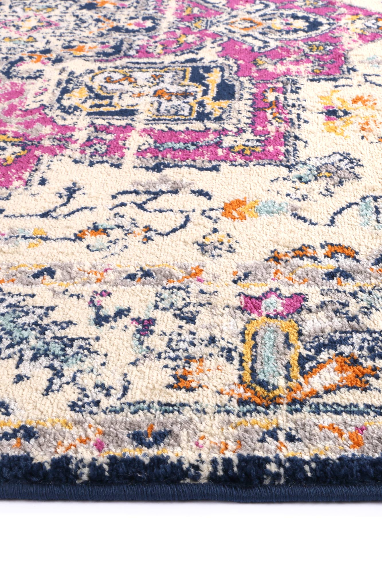 Sicily Nicosia Navy & Pink Transitional Rug