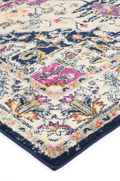 Sicily Nicosia Navy & Pink Transitional Rug