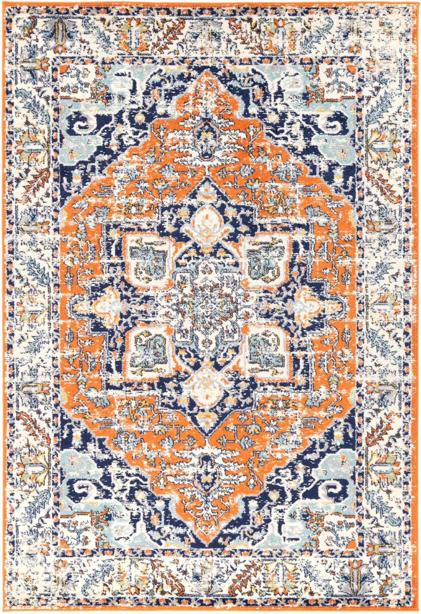 Sicily Messina Orange & Blue Transitonal Rug