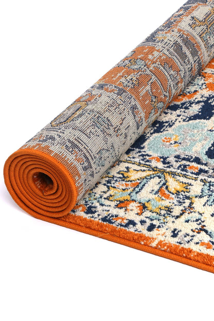 Sicily Messina Orange & Blue Transitonal Rug