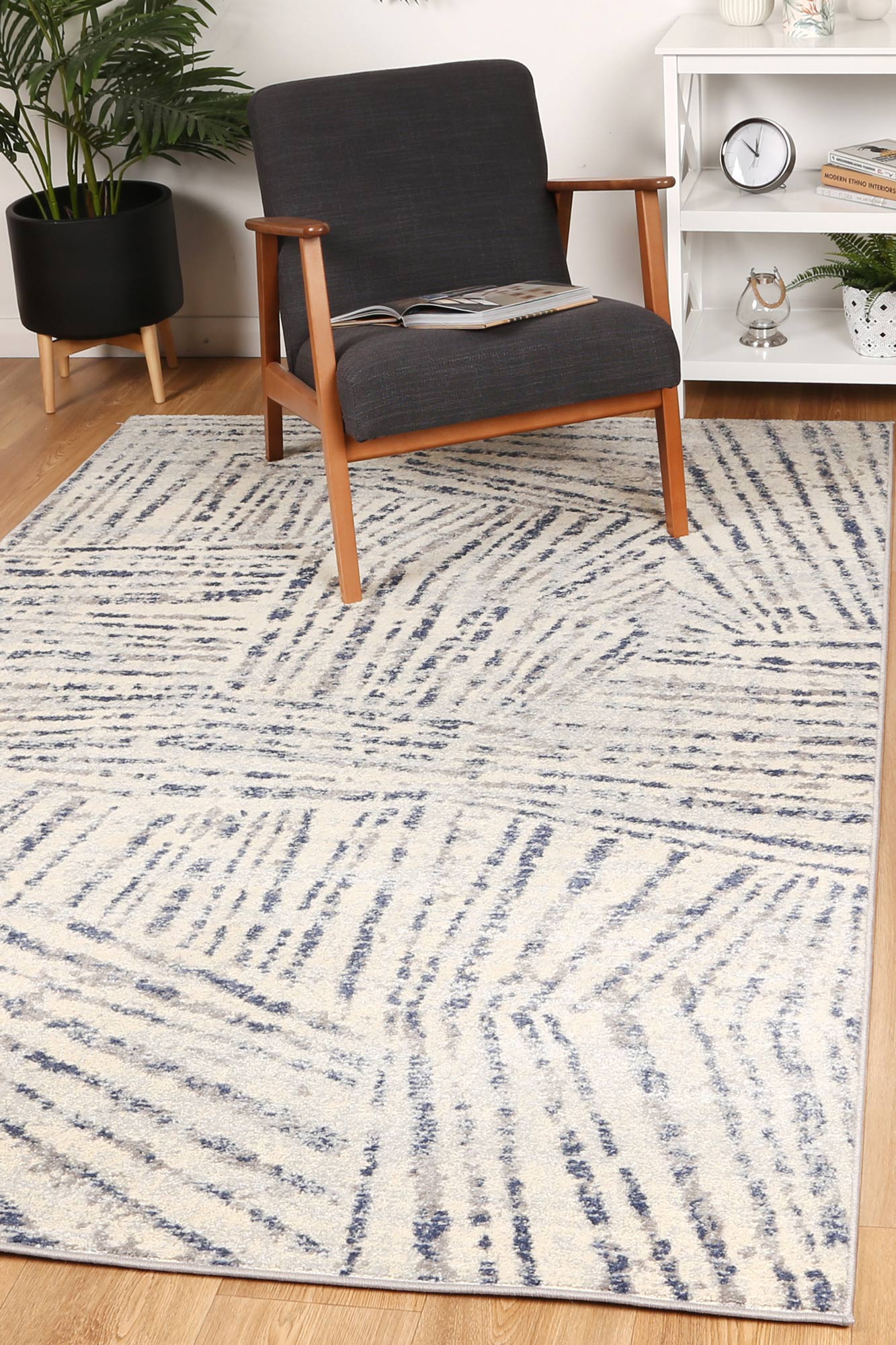 Sicily Ferraro Ivory & Blue Geometric Rug