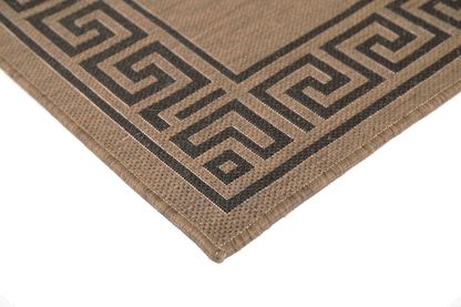 Sisalo Brown Beige Bordered Patterned Rug