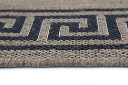 Sisalo Brown Beige Bordered Patterned Rug