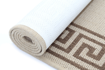 Sisalo Beige Bordered Patterned Rug