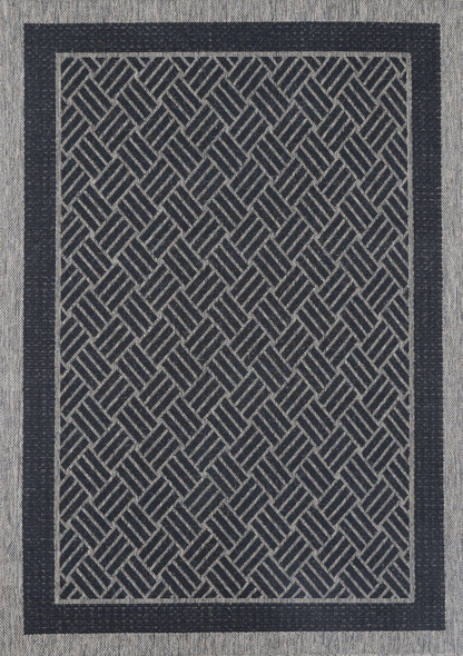 Sisalo Grey Geometric Ikat Bordered Rug