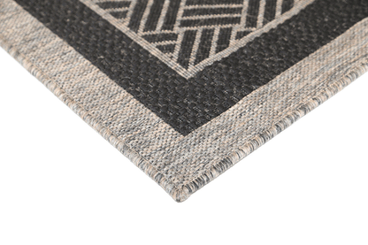 Sisalo Grey Geometric Ikat Bordered Rug