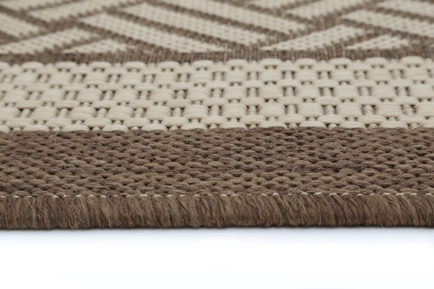 Sisalo Beige Geometric Ikat Bordered Rug