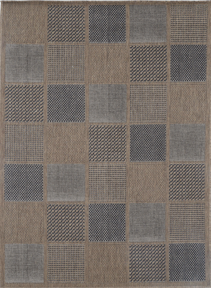 Sisalo Beige Patchwork Square Shape Patterned Ikat Rug