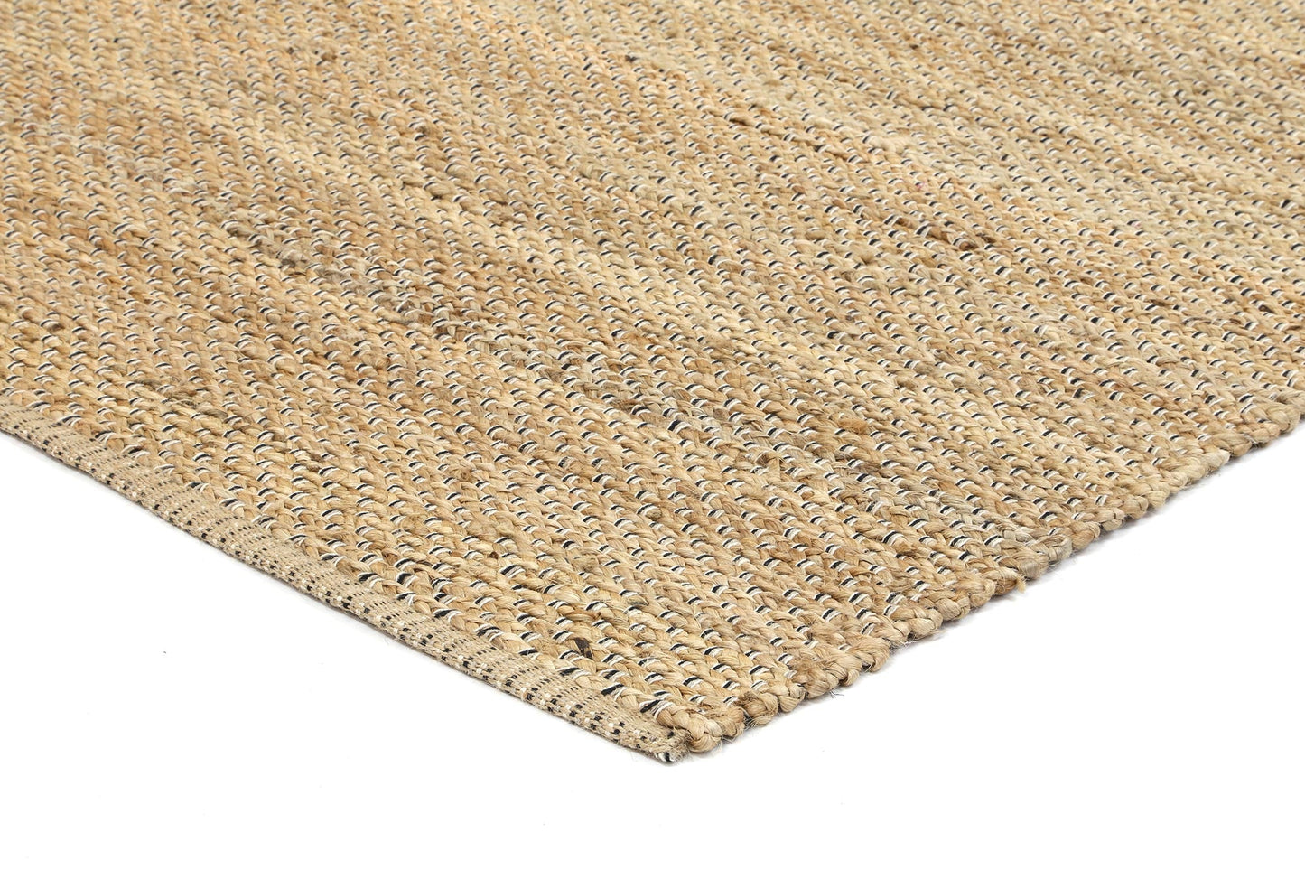 Taj Natural Basket Weave Black Jute Rug