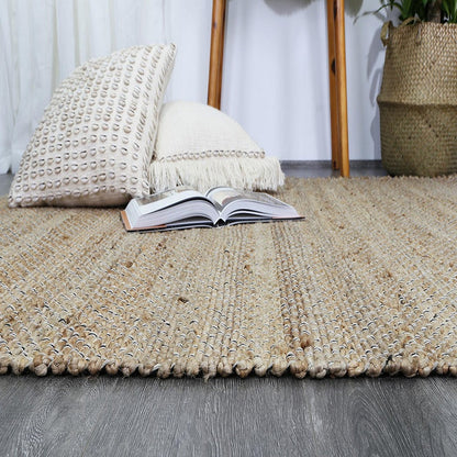 Taj Natural Basket Weave Black Jute Rug