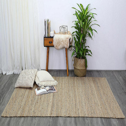 Taj Natural Basket Weave Black Jute Rug