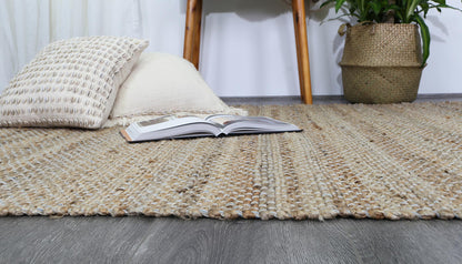 Taj Blue Natural Basket Weave Jute Rug