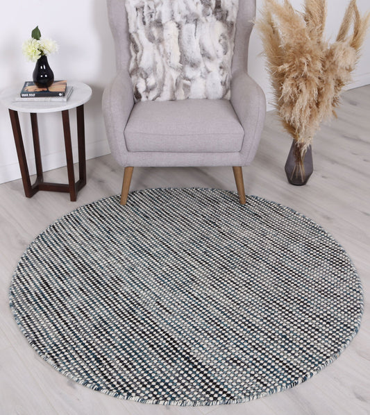 Nordic Teal Reversible Wool Round Rug - /products/scandi-teal-reversible-wool-round-rug
