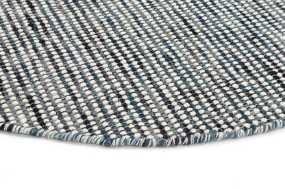 Nordic Teal Reversible Wool Round Rug