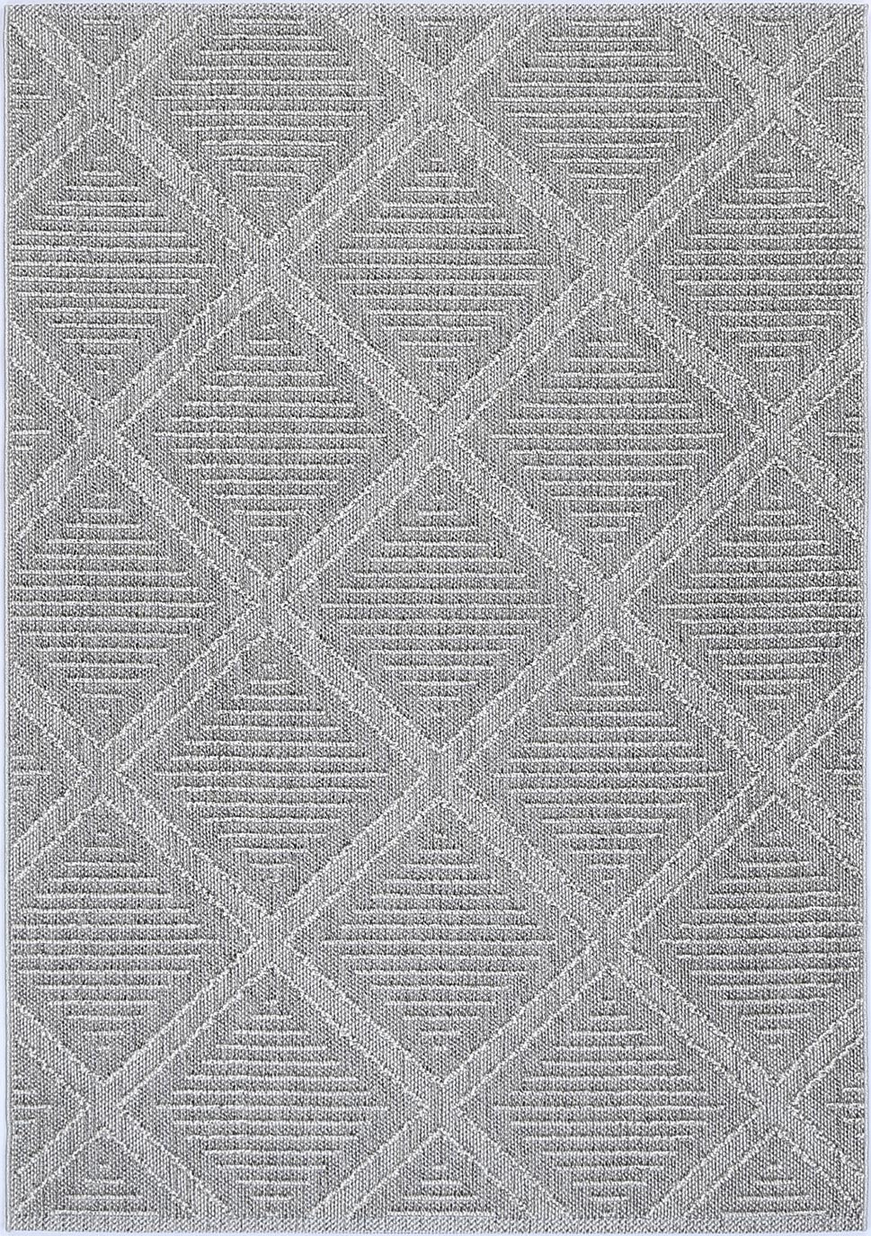 Vanuatu Vouza Grey Geometric Flatweave Rug