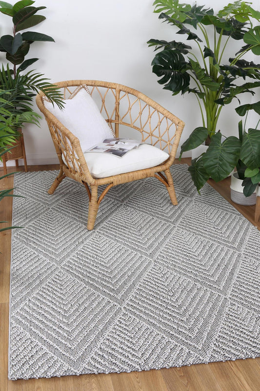 Vanuatu Kini Grey Geometric Flatweave Rug - /products/vanuatu-kini-grey-geometric-flatweave-rug
