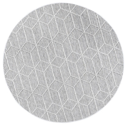 Vanuatu Sikua Grey Geometric Round Flatweave Rug