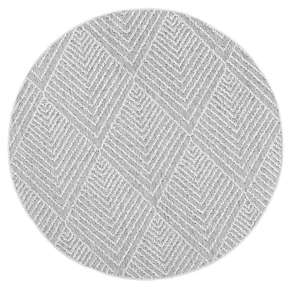 Vanuatu Menapi Ash Geometric Round Flatweave Rug