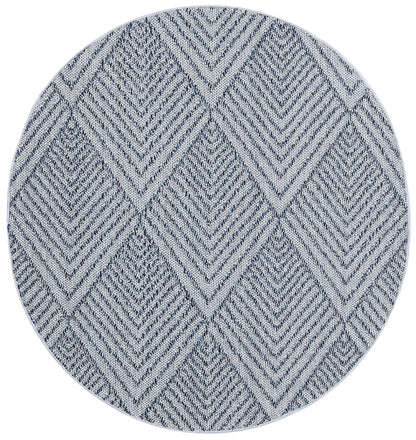 Vanuatu Naka Charcoal Geometric Round Flatweave Rug