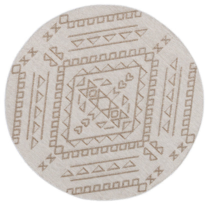 Vanuatu Kilifa Beige Tribal Round Flatweave Rug