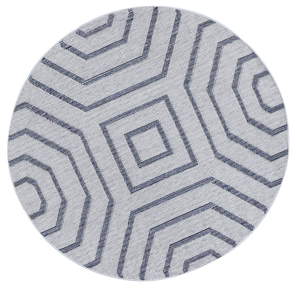 Vanuatu Hale Charcoal Geometric Round Flatweave Rug