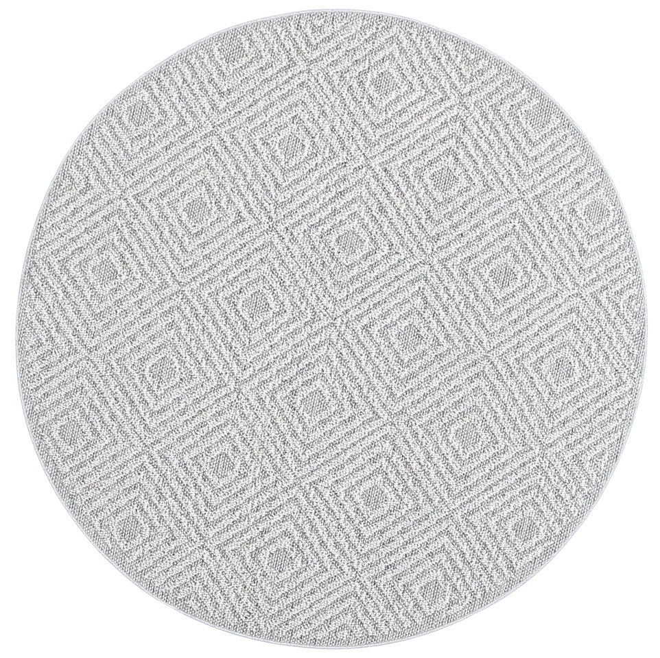 Vanuatu Walasi Ash Geometric Round Flatweave Rug