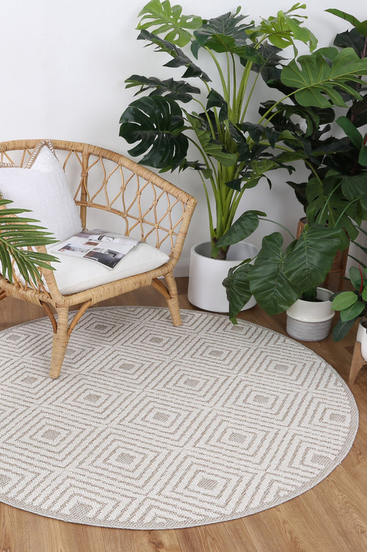 Vanuatu Wickham Beige Geometric Round Flatweave Rug - /products/vanuatu-wickham-beige-geometric-round-flatweave-rug