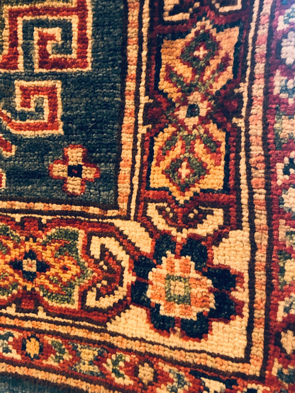 Fantastic Superfine Kazak Rug with Natural Vegetable Dyes