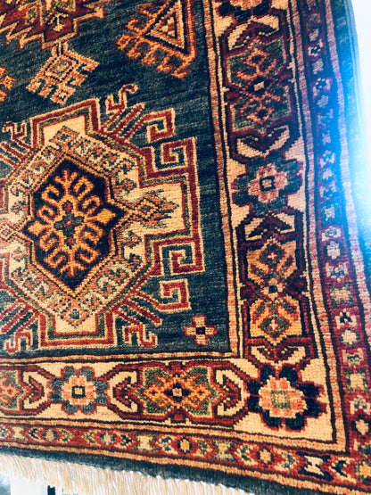 Fantastic Superfine Kazak Rug with Natural Vegetable Dyes