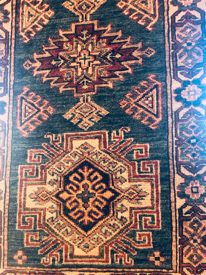 Fantastic Superfine Kazak Rug with Natural Vegetable Dyes